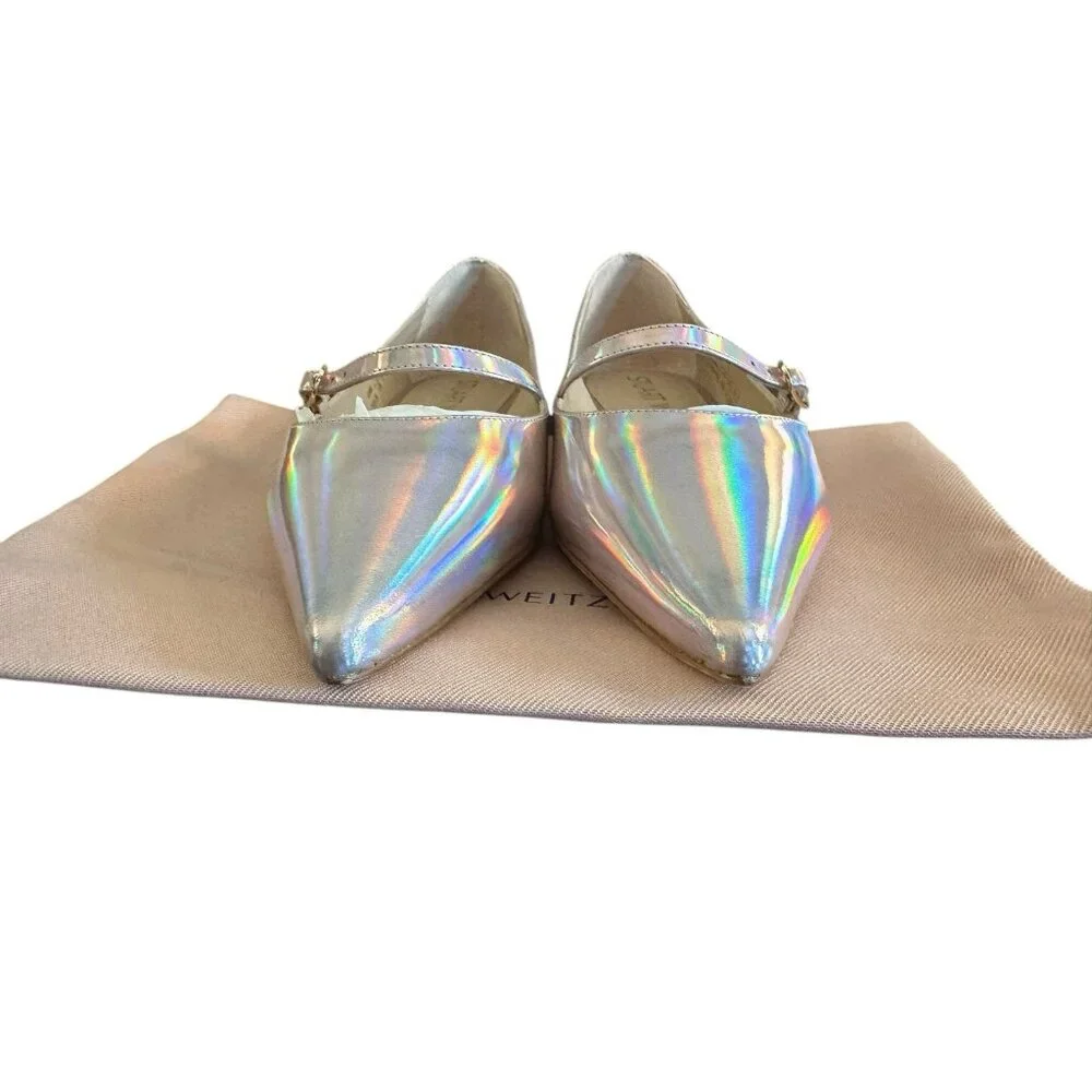 Stuart Weitzman Emilia Mary Jane‎ Flats Iridescent Patent Leather Ballet NEW 6.5